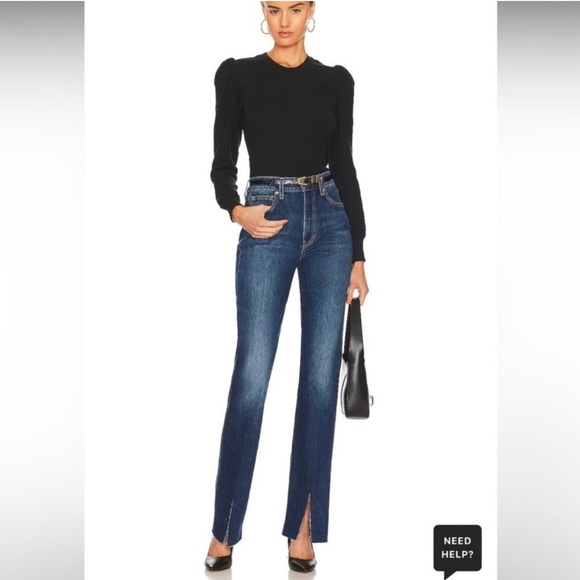 Veronica Beard Keane Jeans Long Straight Leg High Rise Split Denim Size 23 - Picture 1 of 13